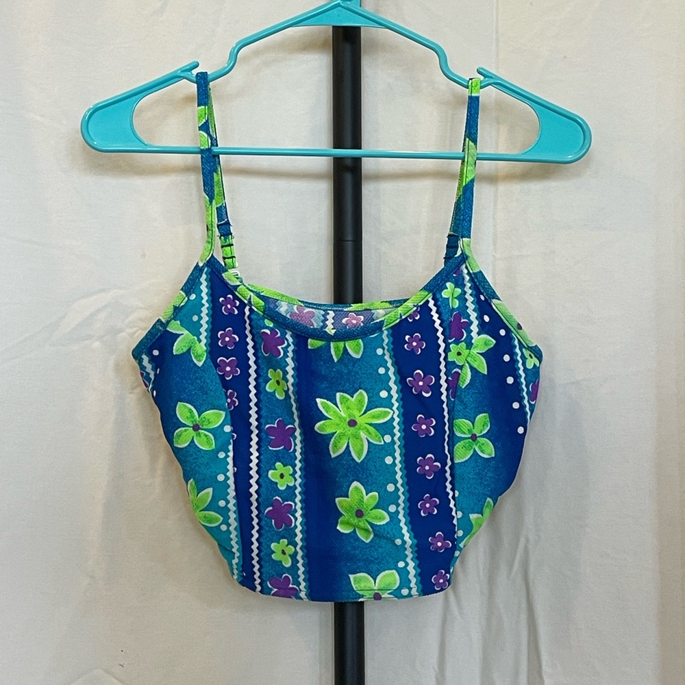 Tommy Bahama Funky Blue and Green Floral Swim Top